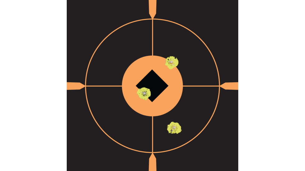 EZ-Aim Adhesive Paper Splash Shooting Targets, Crosshair Bullseye, 12-Pack, Black/Orange, 12 in x 12 in, 15376