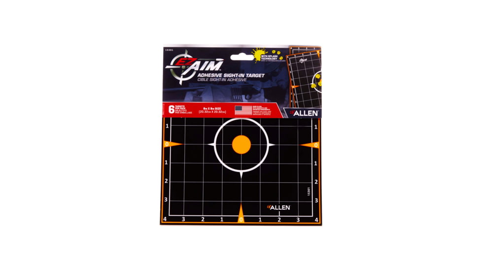 EZ-Aim Adhesive Splash Sight-In Grid Target, Black, 8X8, 15301