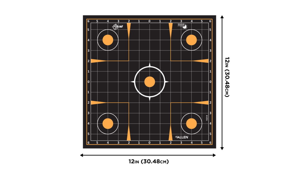 EZ-Aim Allen Reactive Sight Grid Paper Shooting Target, 12x12in, 10-Pack, Black/Orange, 15314-10