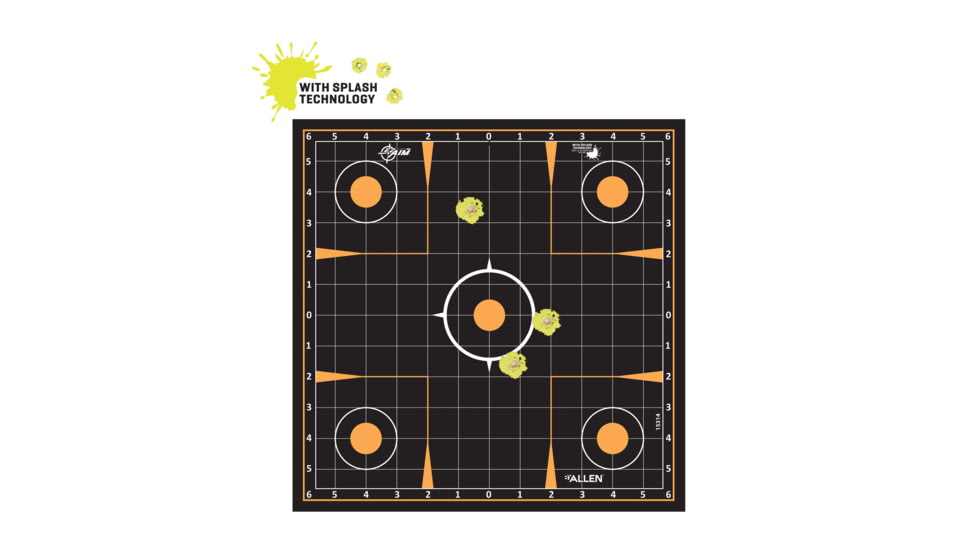 EZ-Aim Allen Reactive Sight Grid Paper Shooting Target, 12x12in, 10-Pack, Black/Orange, 15314-10