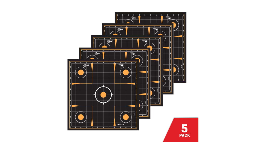 EZ-Aim Allen Reactive Sight Grid Paper Shooting Target, 12x12in, 10-Pack, Black/Orange, 15314-10