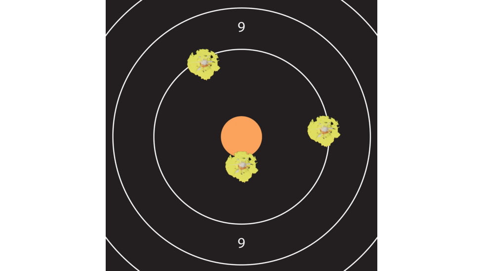 EZ-Aim Allen Splash Reactive Adhesive Paper Bullseye Shooting Targets, 12x12in, 10-Pack, Black/Orange, 15317-10