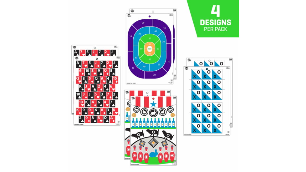 EZ-Aim Fun Get the Game On Paper Shooting Targets, 12inW x 18inH, 8-Pack, Multi, 15642