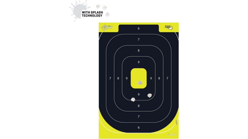 EZ-Aim Non-Adhesive Paper Splash Shooting Targets, IPSC Silhouette, 8-Pack, Black/Chartreuse, 12 in x 18 in, 15372