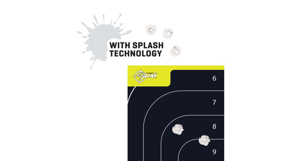 EZ-Aim Non-Adhesive Paper Splash Shooting Targets, IPSC Silhouette, 8-Pack, Black/Chartreuse, 12 in x 18 in, 15372
