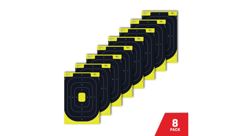 EZ-Aim Non-Adhesive Paper Splash Shooting Targets, IPSC Silhouette, 8-Pack, Black/Chartreuse, 12 in x 18 in, 15372
