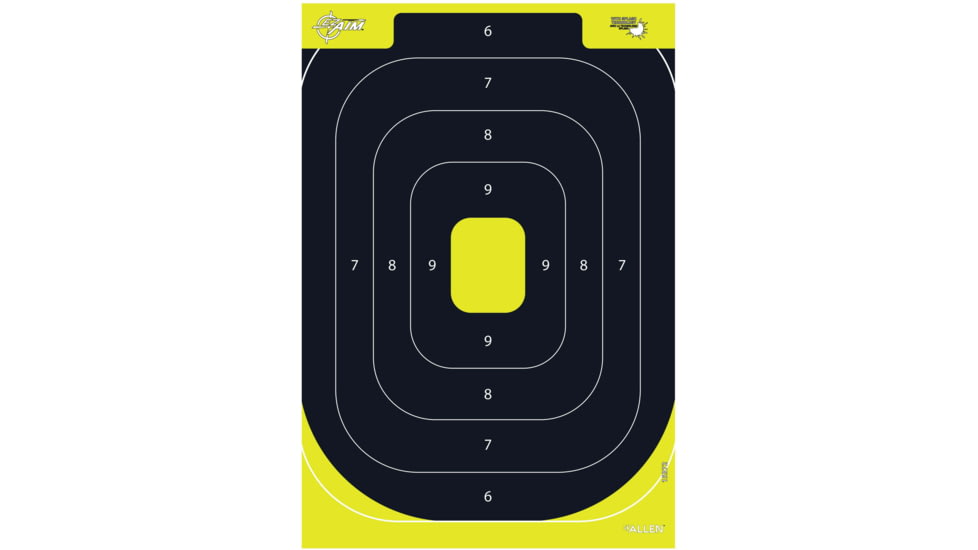 EZ-Aim Non-Adhesive Paper Splash Shooting Targets, IPSC Silhouette, 8-Pack, Black/Chartreuse, 12 in x 18 in, 15372