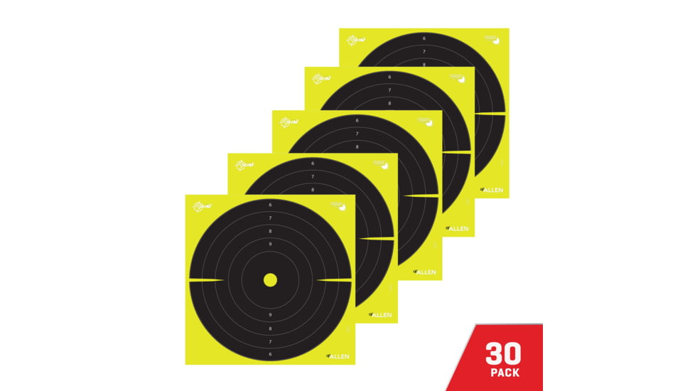 EZ-Aim Splash Reactive Paper Shooting Targets, Bullseye, Peel Away Target Pad, 12.5in Square, 30-Pack, Black/Chartreuse, 15214-30