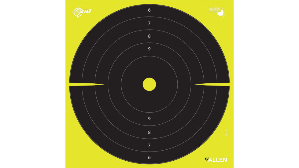 EZ-Aim Splash Reactive Paper Shooting Targets, Bullseye, Peel Away Target Pad, 12.5in Square, 30-Pack, Black/Chartreuse, 15214-30