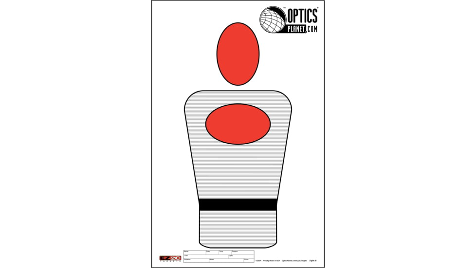EZ2C Targets Style 8, Orange and Black Ink on High Quality White Paper, 25 Pack, EZ2CS008