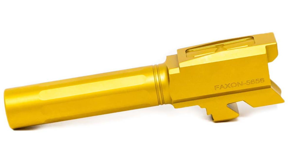 Faxon Firearms Match Series Glock 43 Non-Threaded Barrel, 9mm Caliber, 416-R Stainless Steel, TiN PVD, Gold, GB910N43SGQ-N-TIN