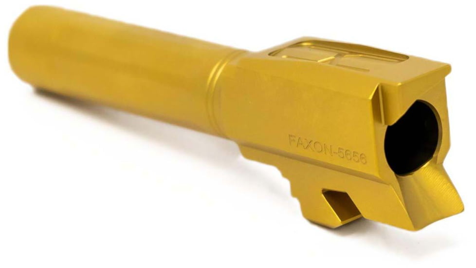 Faxon Firearms Match Series Glock 43 Non-Threaded Barrel, 9mm Caliber, 416-R Stainless Steel, TiN PVD, Gold, GB910N43SGQ-N-TIN