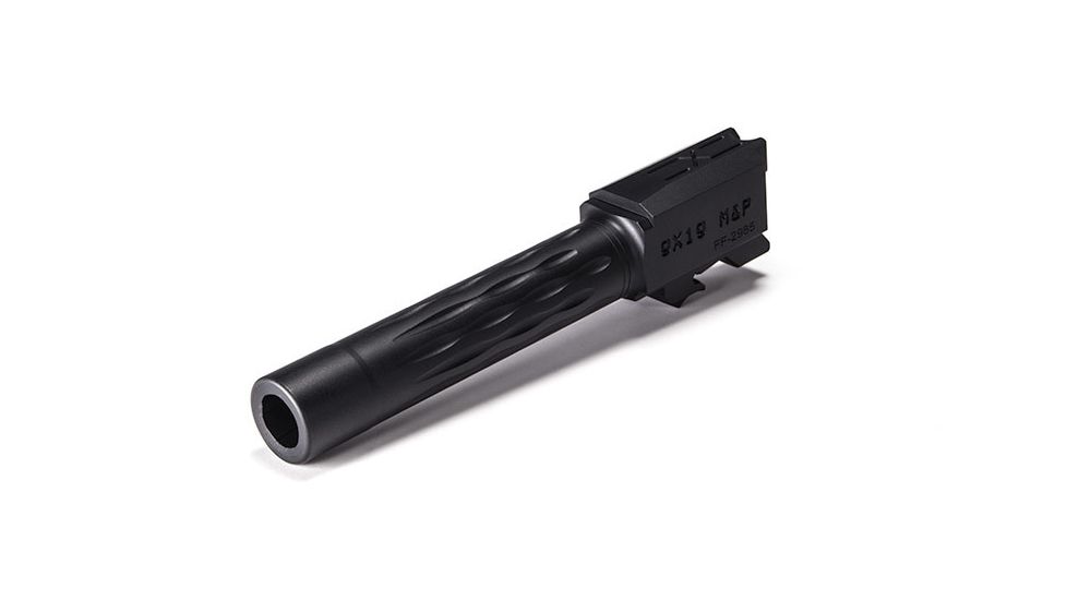 Faxon Firearms Smith &amp; Wesson M&amp;P 2.0 Compact Barrel, Flame Fluted, Non-Threaded, 9mm, 1-10 Twist, 416-R SS, Nitride, Black, M&amp;PB910NC2LOQ-N