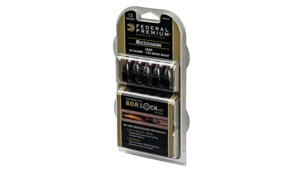 Federal Premium Lead .50 Caliber 350 grain Lead Tipped Muzzleloader Bullets, 15 Bullets, PMZ50LMZ1