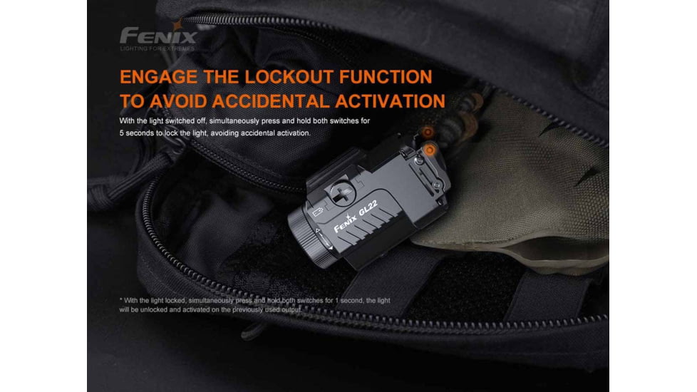 Fenix Gl22 Tactical Light W/ Red Laser Sight - GL22LSBK