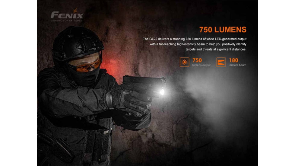 Fenix Gl22 Tactical Light W/ Red Laser Sight - GL22LSBK