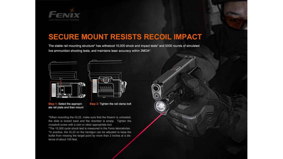 Fenix Gl22 Tactical Light W/ Red Laser Sight - GL22LSBK