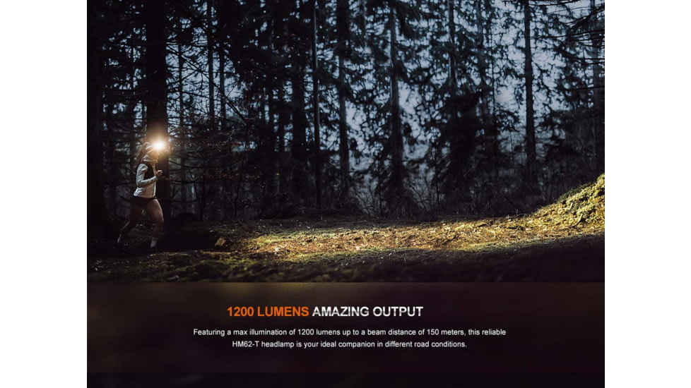 Fenix HM62-T 1200 Lumen Headlamp, Black, FNX-HM62TSBK