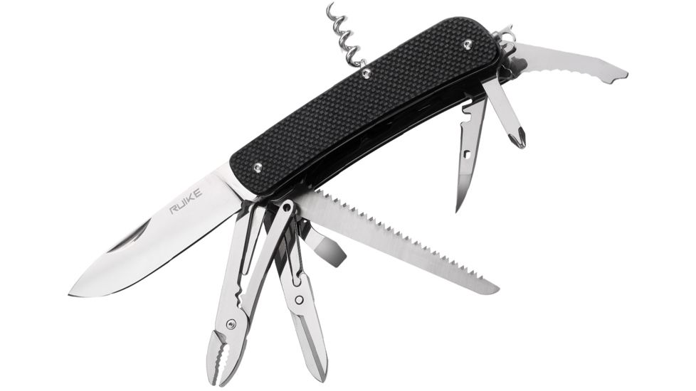 RUIKE L51 Multifunction Knife, 3.35in, 14C17N Stainless Steel, Clip Point, Plain Blade, Black, L51-B
