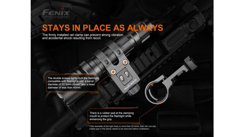 Fenix Lighting ALG-15 Flashlight Rail Mount, Black, ALG-15