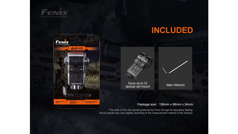 Fenix Lighting ALG-15 Flashlight Rail Mount, Black, ALG-15