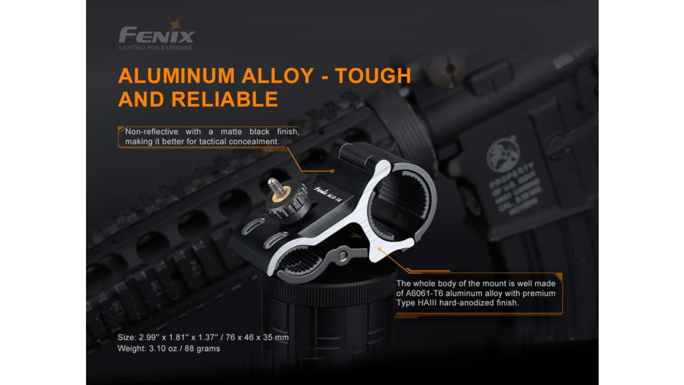 Fenix Lighting ALG-18 Flashlight Barrel Mount, Black, ALG-18