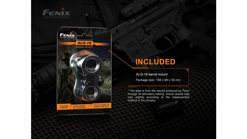 Fenix Lighting ALG-18 Flashlight Barrel Mount, Black, ALG-18