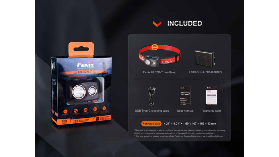 Fenix Lighting HL32R-T Lithium Ion 800 Lumens Luminus SST20 LED Headlamp, Black, HL32RTBK
