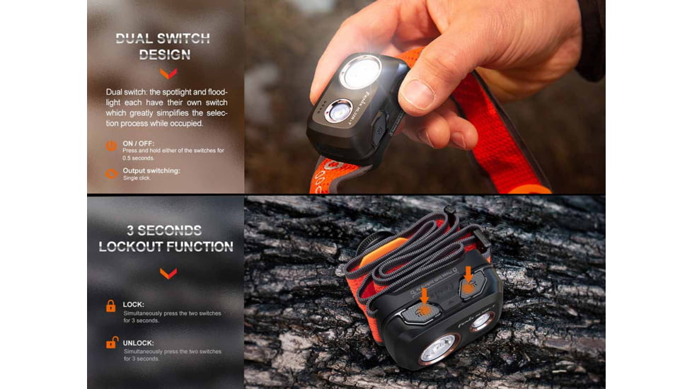 Fenix Lighting HL32R-T Lithium Ion 800 Lumens Luminus SST20 LED Headlamp, Black, HL32RTBK