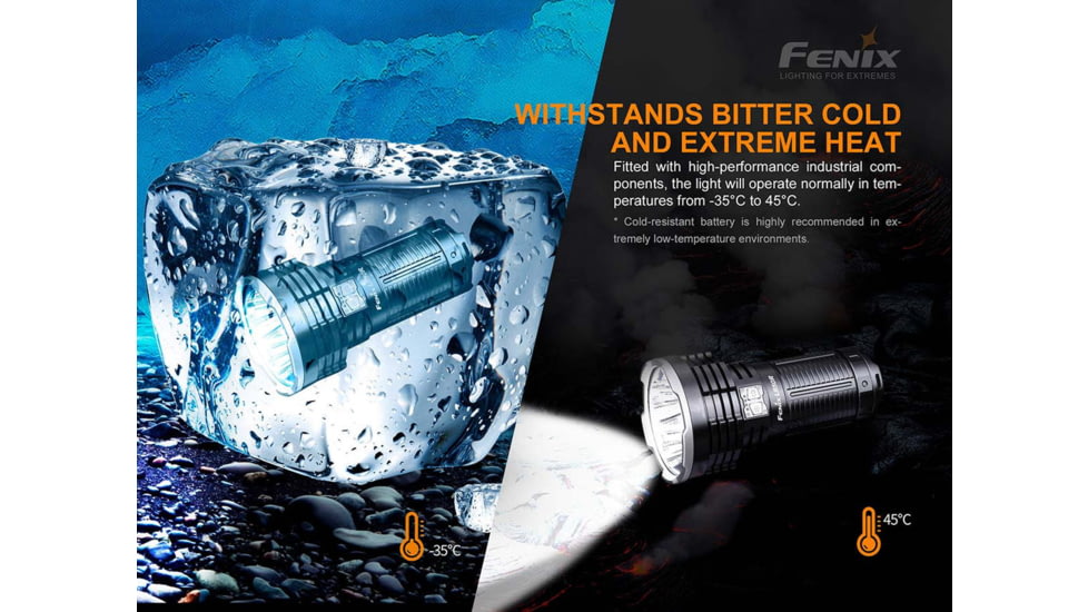 Fenix Lighting LR50R Lithium Ion 12000 Lumens Luminus SST70 LED Flashlight, Black, LR50RXBK