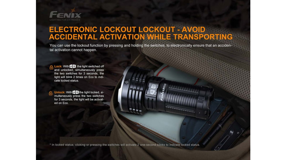 Fenix Lighting LR50R Lithium Ion 12000 Lumens Luminus SST70 LED Flashlight, Black, LR50RXBK