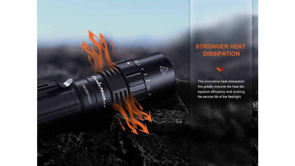 Fenix Lighting PD40R V3.0 Lithium Ion 3000 Lumens Luminus SFT70 LED Flashlight, Black, PD40RV3BK
