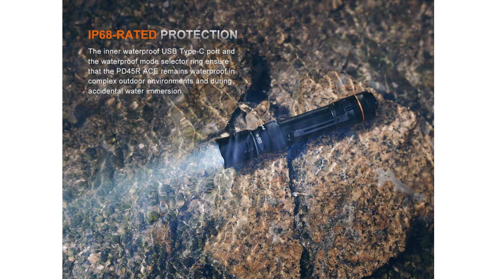 Fenix Lighting PD45R ACE Lithium Ion 3200 Lumens Luminus SFT-70X-WS65-H2-H1652 LED Flashlight, Black, PD45RACBK