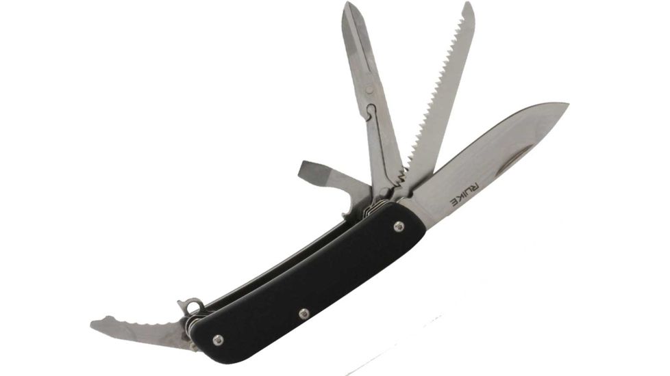 RUIKE M42 Multifunction Knife, 2.79in, 14C28N Stainless Steel, Clip Point, Plain Blade, Black, M42-B