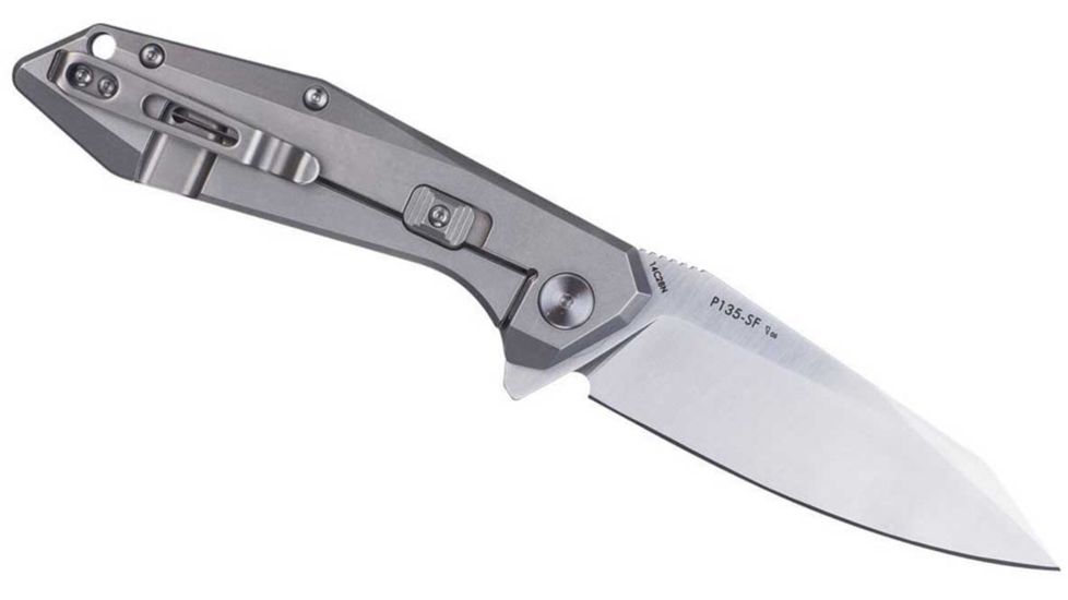 RUIKE P135 Folding Knife, 3.62in, 14C28N Stainless Steel, Clip Point, Plain Blade, 420 Stainless Steel Handle, Silver, P135-SF