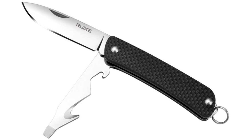 RUIKE S21 Multifunction Knife, 2.1in, 14C28N Stainless Steel, Clip Point, Plain Blade, Black, S21-B