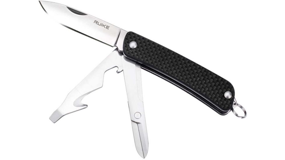 RUIKE S31 Multifunction Knife, 2.79in, 14C28N Stainless Steel, Clip Point, Plain Blade, Black, S31-B