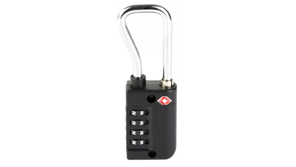 Firearms Safety Devices on Resettable 4-Dial TSA Combination Lock w/Steel Sha, Black, Not a CA-DOJ Approved Firearms Safety Device