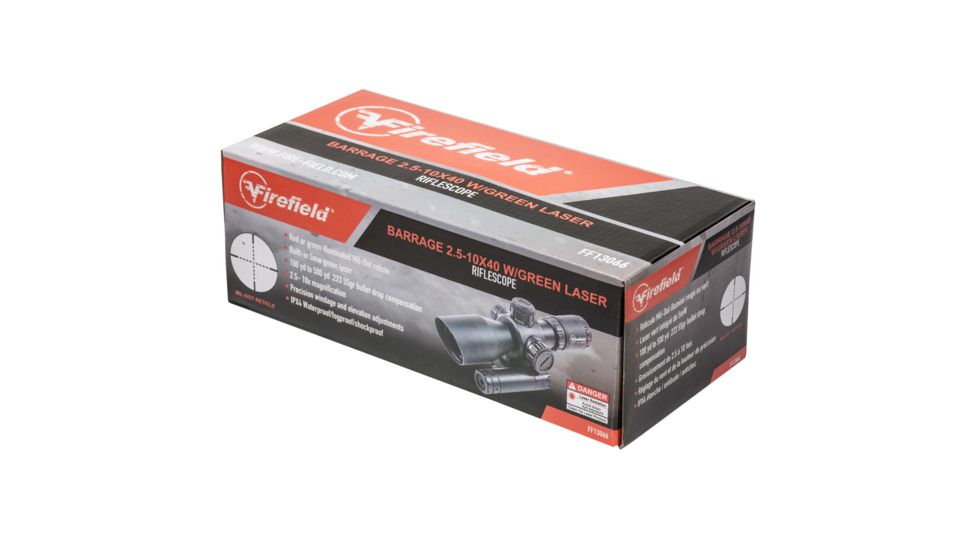 Firefield Barrage 2.5-10x40 Rifle Scope w/ Green Laser, FF13066