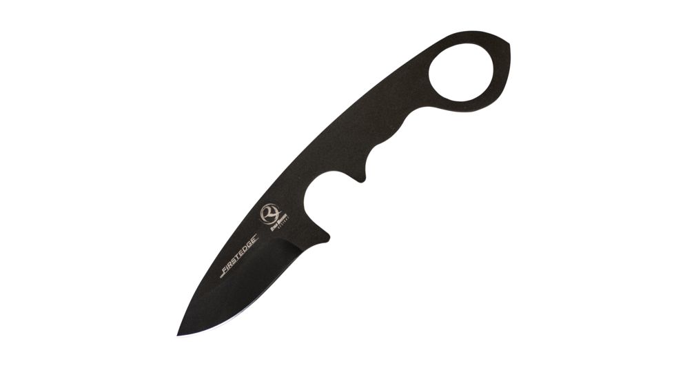 First Edge HR-1 Ryan Hoover Droppoint Serrated Fixed Blade Knife, Elmax Oxide Blade, Black, Droppoint Full Size, 4155