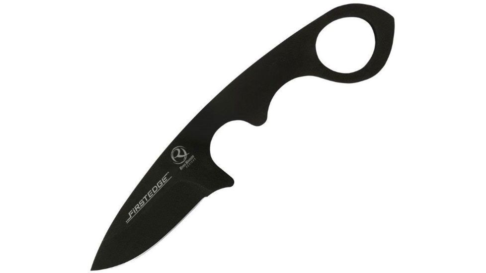 First Edge HR-2 Ryan Hoover Droppoint Fine Edge Fixed Blade Knife, Elmax Oxide Blade, Black, Droppoint Medium Size, 4350
