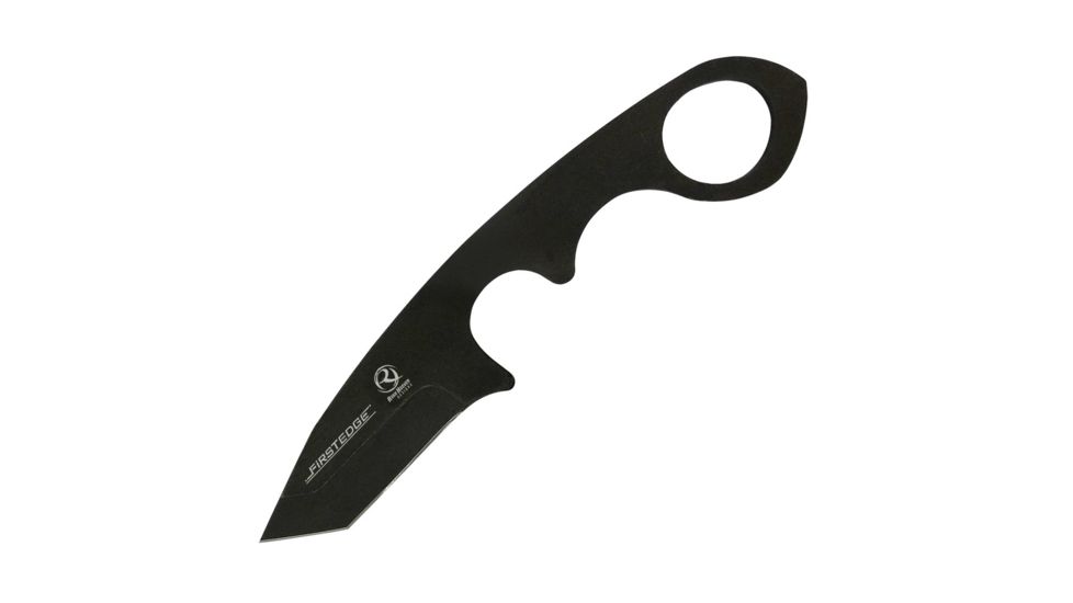 First Edge HR-2 Ryan Hoover Tanto Serrated Fixed Blade Knife, Elmax Oxide Blade, Black, Tanto Medium Size, 4255