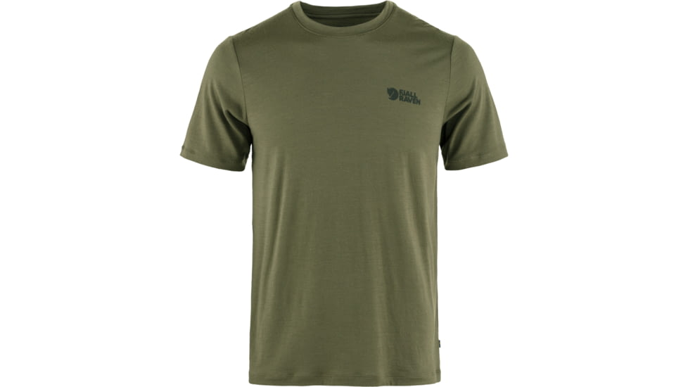 Fjallraven Abisko Wool Logo Short Sleeve - Mens, Laurel Green, Medium, F86977-625-M