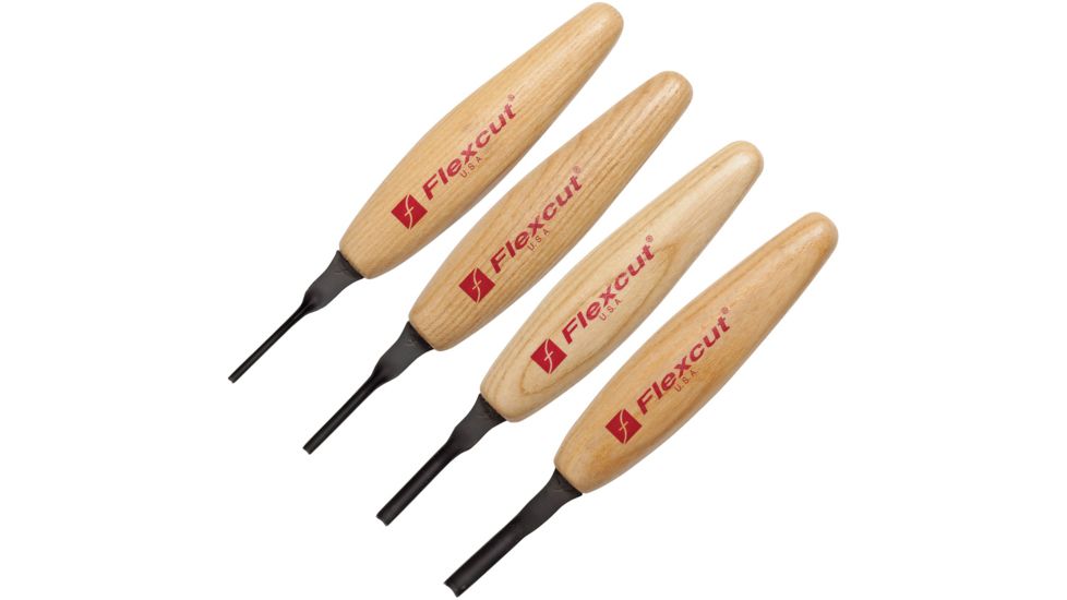 Flexcut Shallow U-Gouge Micro Tool Set,1.75in,Carbon Steel,Wood Handles, MT400