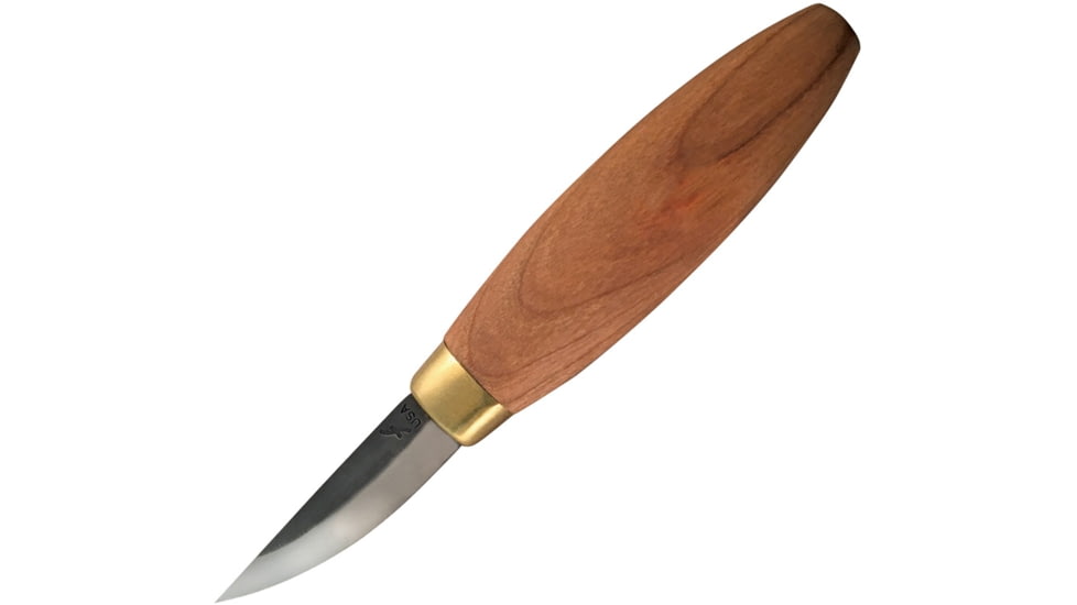 Flexcut Stub Sloyd Knife, 6.75in Overall, 2.25in Blade, Cherry Wood Handle, Brass Ferrule, KN53