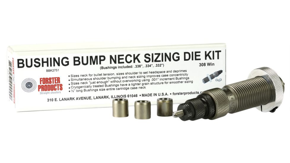 Forster Bushing Bump Kit 284 Win Bushing Bump Neck Sizing Die and three Neck Bushings, .312in, .310in, .308in diameter for 284 Win, BBK2521