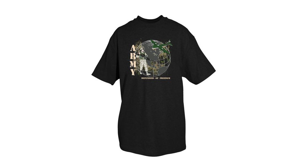 Fox Outdoor Army One-Sided Imprinted T-Shirt, Army Defenders Of Freedom / Black, Large, 63-403 L