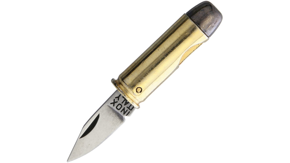 Fox Pallottola 44Mag Bullet Folder Folding Knife, 1.13 satin finish 420C stainless blade, Gold anodized aluminum handle, 01FX186