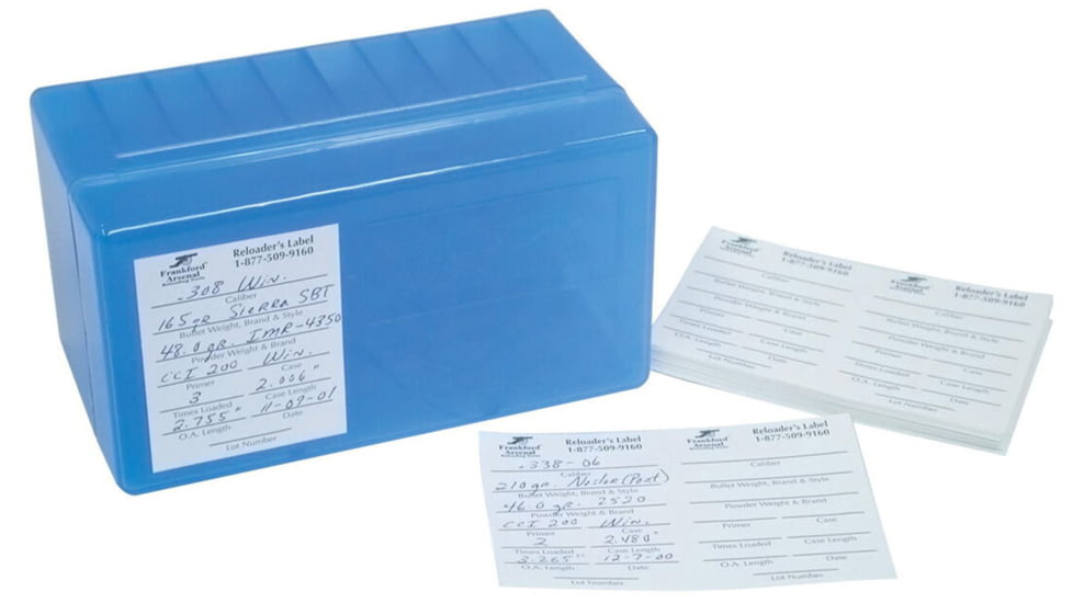 Frankford Arsenal Pistol and Rifle Reloaders Labels, 100 Pack, Blue/White, 202364