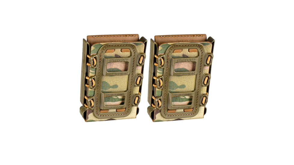 G-Code Soft Shell Scorpion Magazine Carrier Pack of 2, Rifle, R1/R2/R3 Molle and Belt Mounts, Ambidextrious, Green On Multicam Green, Green Frame/Multicam Green Shell, Rifle, SS-R1-2PK-123-GNMC